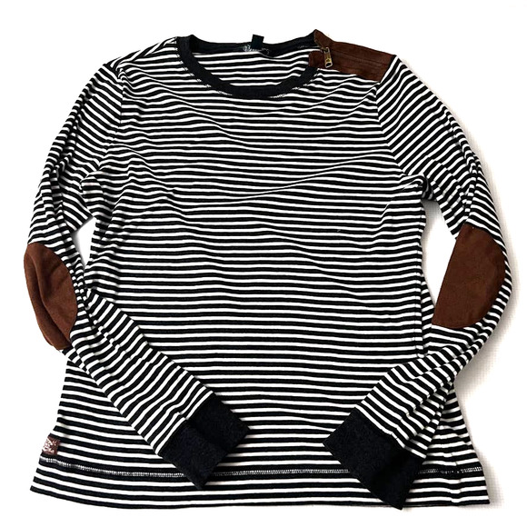 Lauren Ralph Lauren Tops Lauren Ralph Lauren Stripe Elbow Patch Long Sleeve Shirt Women Size